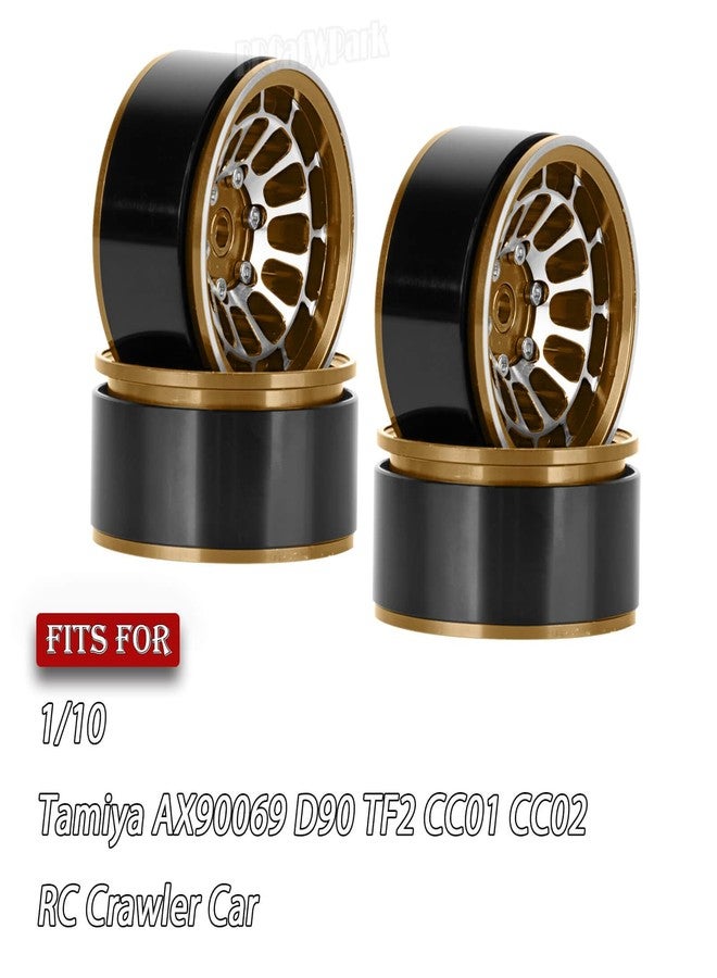 جنوط عجلات BRCatWPark RC مقاس 1.55 بوصة بنظام Beadlock لسيارات الزحف التي تعمل بالتحكم عن بعد من نوع Tamiya AX90069 D90 TF2 CC01 CC02 بمقياس 1/10، 4 قطع من جنوط سبائك الألومنيوم، لون بني - Image 2